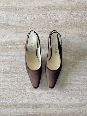 Vintage Prada Satin Slingback Heels
